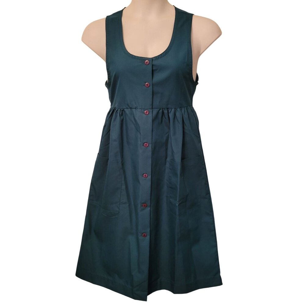 Working Scrubs Dress White Swan S‎ Sleeveless Jumper Button Front Nurse Costume
